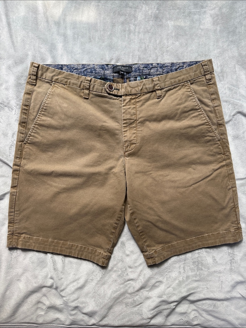 Ted Baker Men’s Khaki Flat-Front Cotton Shorts